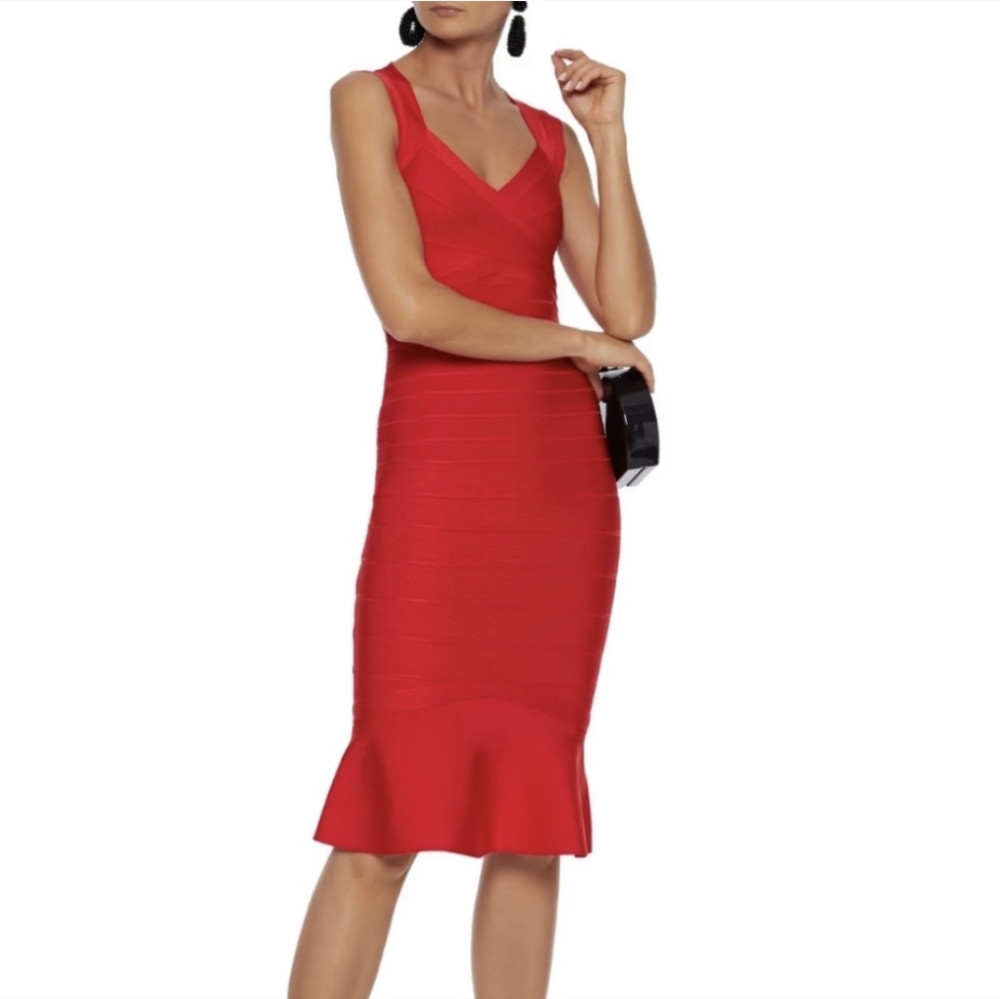 Herve Leger SWEETHEART FLARE DRESS - L